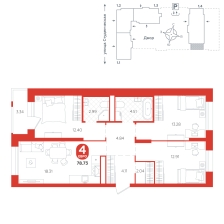 3-комнатная, 78.7 м²
