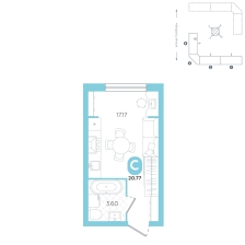 Студия, 20.8 м²