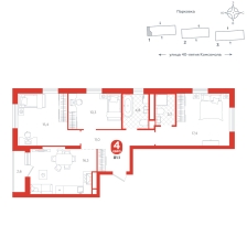 3-комнатная, 81.1 м²