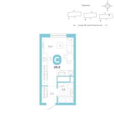 Студия, 23.2 м²