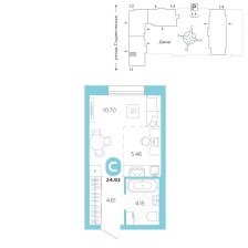 Студия, 24.9 м²