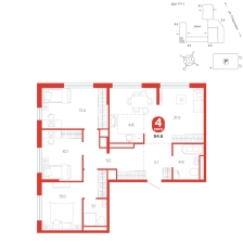 4-комнатная, 84.6 м²