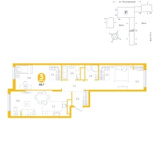 3-комнатная, 68.7 м²