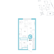 Студия, 26.2 м²