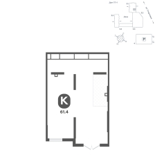 Помещение, 61.4 м²