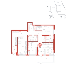 4-комнатная, 111 м²