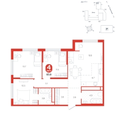 4-комнатная, 83.8 м²