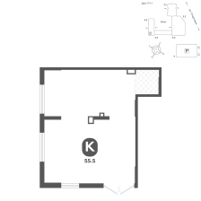 Помещение, 55.5 м²